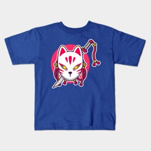 Cute Kitsune With Sword Cartoon Kids T-Shirt